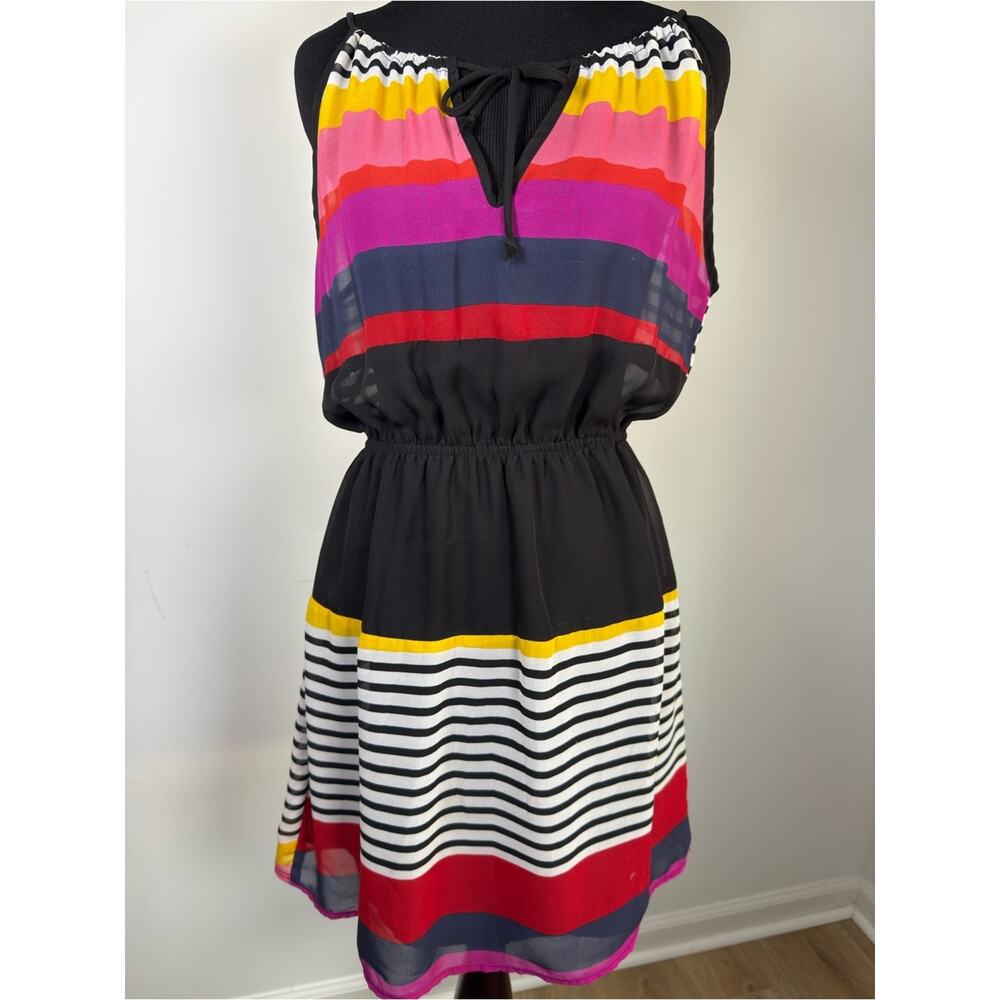 Resortwear Dress Size M Flowy Lightweight Dress Colorful Striped Beach Vacation